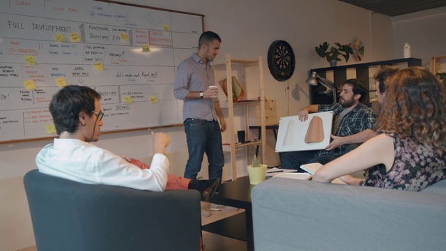 Video Reference: Whiteboard, Interior design, Table, Houseplant, Comfort, Picture frame, Event, Chair, Room, Automotive design