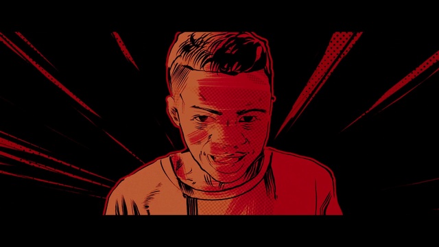 Video Reference: Gesture, Art, Font, Sleeve, T-shirt, Painting, Drawing, Graphics, Fictional character, Pleased