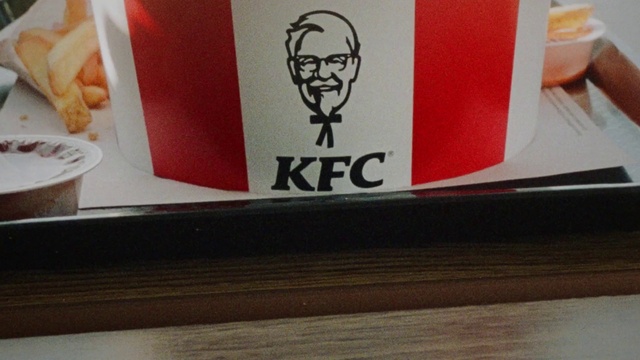 Video Reference: Font, Rectangle, Tableware, Wood, French fries, Comfort food, Ingredient, Eyewear, Carmine, Symbol