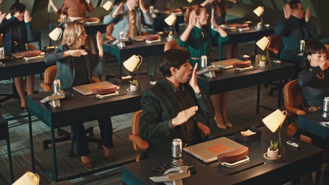 Video Reference: Table, Furniture, Human, Desk, Interaction, Chair, Youth, Event, Job, Conversation