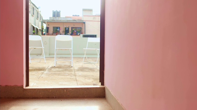 Video Reference: Window, Chair, Building, Fixture, Wood, Door, Rectangle, Shade, Flooring, Tints and shades