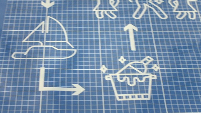 Video Reference: Blue, Azure, Textile, Font, Handwriting, Material property, Pattern, Electric blue, Circle, Rectangle