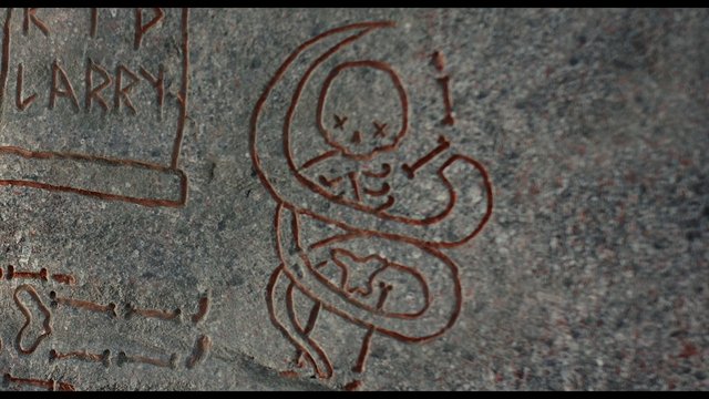 Video Reference: stone, engraving, carving, skull, snake, graffiti, close-up, texture, symbols, letters, wall, abstract, etched, rock, art