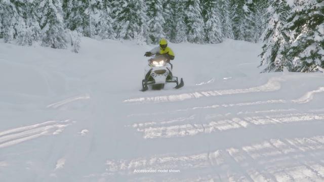Video Reference: Snowmobile, Snow, Slope, Vehicle, Terrain, Racing, Freezing, Winter sport, Tree, Recreation