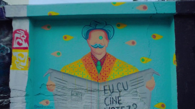 Video Reference: Paint, Rectangle, Art, Smile, Painting, Handwriting, Artist, Mural, Visual arts, Pattern