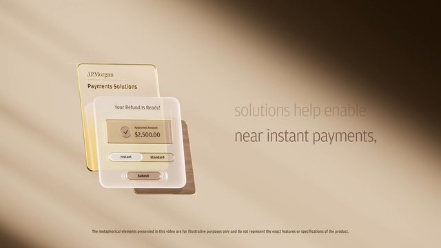 Video Reference: payments, refund, fintech, payment solution, app interface, promotion, digital banking, instant payments, finance, money, approval, UI mockup, corporate graphic, J.P. Morgan