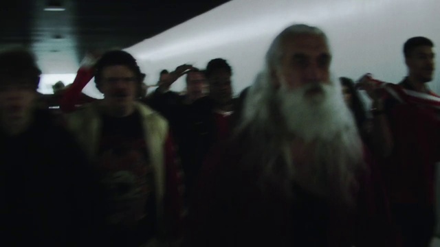 Video Reference: Beard, Fun, Event, Facial hair, Darkness, Crowd, Hat, Moustache, Fur, Room