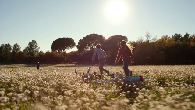 Video Reference: Sky, Plant, Flower, People in nature, Light, Natural environment, Tree, Happy, Mammal, Sunlight