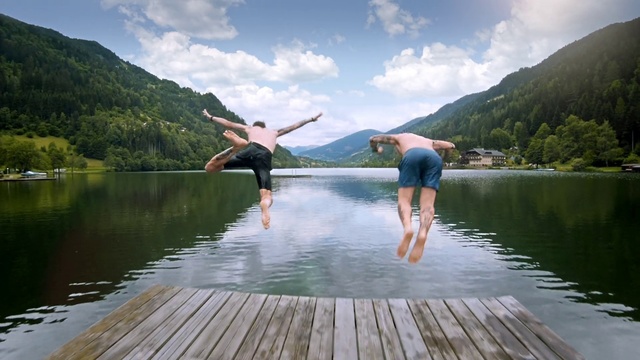 Video Reference: Water, Sky, Cloud, Plant, Mountain, People in nature, Tree, Lake, Leisure, Natural landscape