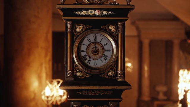 Video Reference: Brown, Building, Quartz clock, Clock, Art, Antique, Longcase clock, Wall clock, Interior design, Still life photography