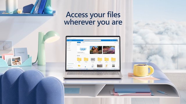 Video Reference: home office, laptop, desk, workspace, mug, lamp, bookshelf, window, clouds, interior, computer screen, minimal decor, product ad, files, remote access, bright room