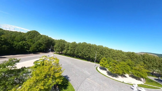 Video Reference: Sky, Plant, Tree, Road surface, Natural landscape, Asphalt, Slope, Land lot, Grass, Thoroughfare