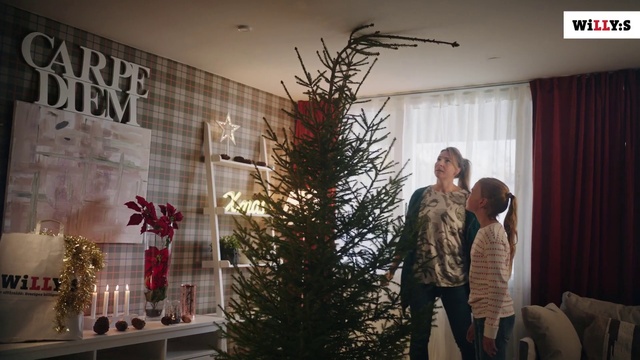 Video Reference: Christmas tree, Plant, Light, Christmas ornament, Interior design, Lighting, Curtain, Ornament, Holiday ornament, Christmas decoration