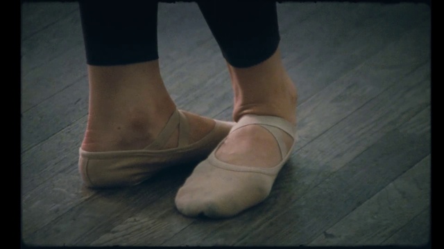 Video Reference: Footwear, Dress, Grey, Floor, Flooring, Ballet shoe, Human leg, Electric blue, Road surface, Event