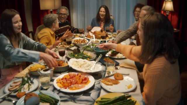 Video Reference: Food, Tableware, Table, Sharing, Dishware, Plate, Cuisine, Dish, Smile, Chair