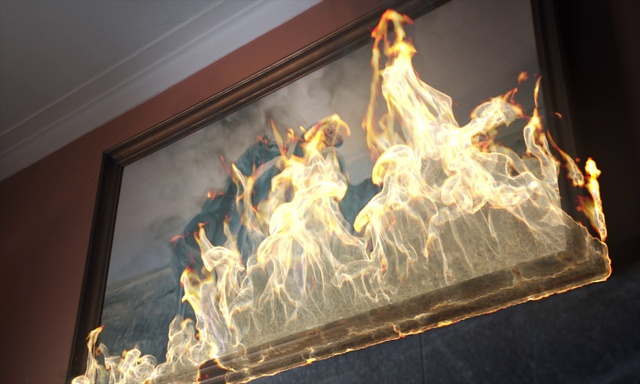 Video Reference: Art, Heat, Gas, Flame, Wood, Event, Visual arts, Building, Glass, Rectangle