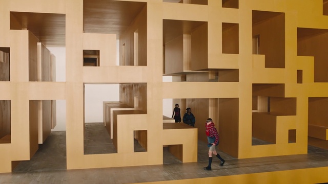 Video Reference: Automotive design, Wood, Art, Floor, Flooring, Material property, Rectangle, Space, Facade, Event