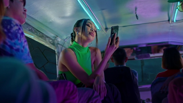 Video Reference: Purple, Entertainment, Leisure, Chair, Fun, Magenta, Hat, Event, Microphone, Air travel