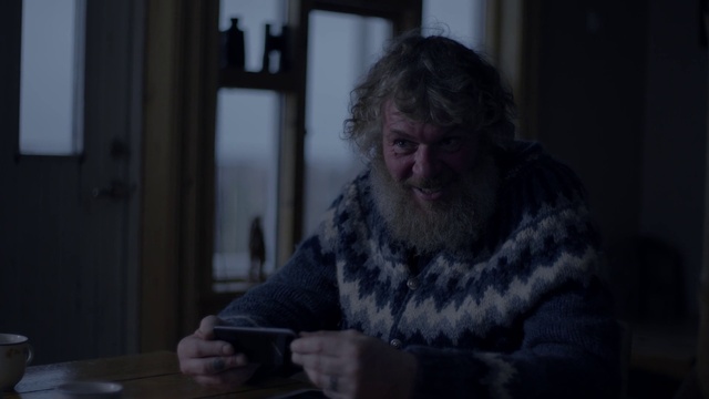 Video Reference: Tableware, Beard, Fur, Facial hair, Darkness, Sitting, Fun, Flash photography, Room, Door