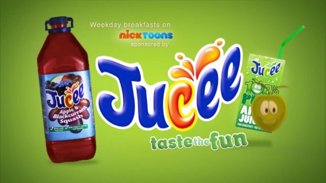 Video Reference: advertisement, juice, drink, bottle, carton, product, green background, branding, promo, cartoon, beverage, splash, commercial, packaging