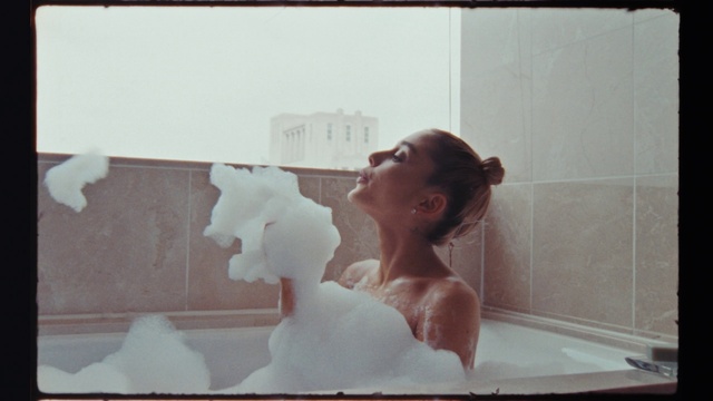 Video Reference: Face, Lip, Eyelash, Window, Jaw, Bathtub, Art, Happy, Bathing, Plumbing fixture
