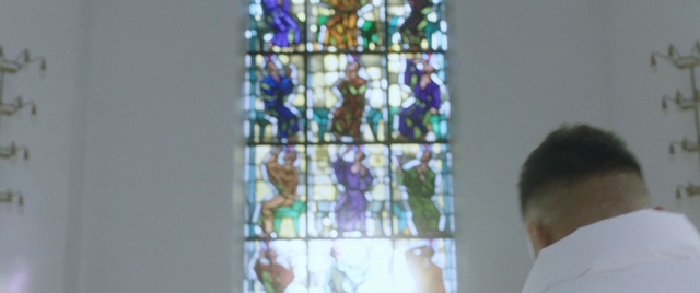 Video Reference: Art, Window, Stained glass, Glass, Symmetry, Event, Chapel, Place of worship, Pattern, Visual arts