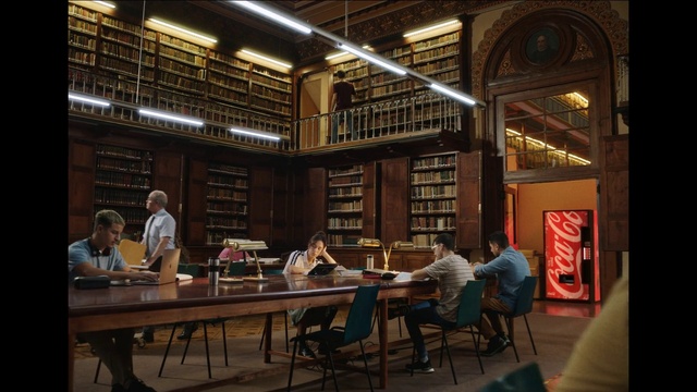 Video Reference: Table, Furniture, Shelf, Bookcase, Interior design, Architecture, Wood, Chair, Shelving, Event