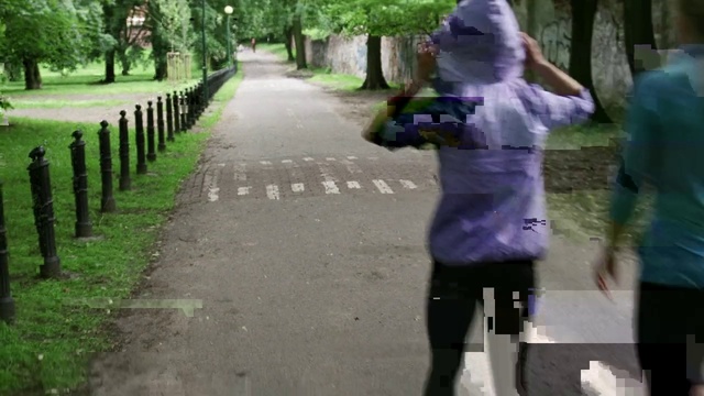 Video Reference: Plant, Vertebrate, Green, Tree, Grass, Asphalt, Sidewalk, Street fashion, Road surface, Morning