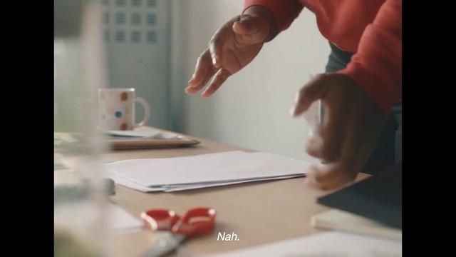 Video Reference: Hand, Table, Tableware, Finger, Gesture, Thumb, Material property, Nail, Desk, Technology