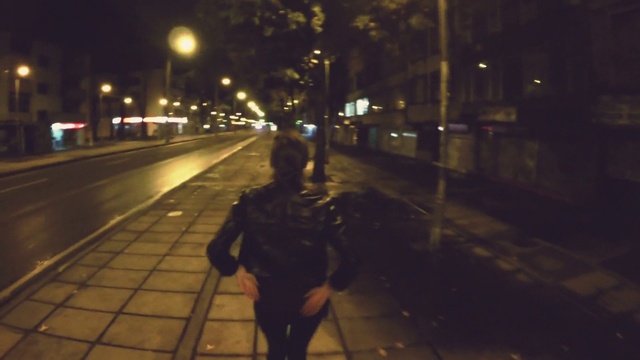 Video Reference: Atmosphere, Automotive lighting, Street light, Road surface, Flash photography, Asphalt, Sidewalk, Wall, Tints and shades, City