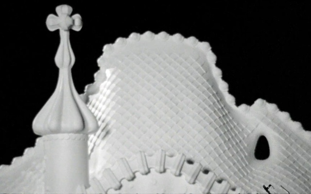 Video Reference: White, Black, Art, Creative arts, Symmetry, Building, Finial, Monochrome photography, Font, Pattern