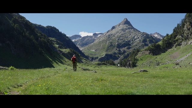Video Reference: Plant, Sky, Mountain, People in nature, Natural landscape, Slope, Cloud, Highland, Grass, Terrain