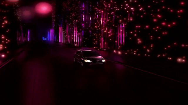 Video Reference: car, driving, road, night, neon, pink, purple, lights, tunnel, abstract, motion, glow, stylized, futuristic