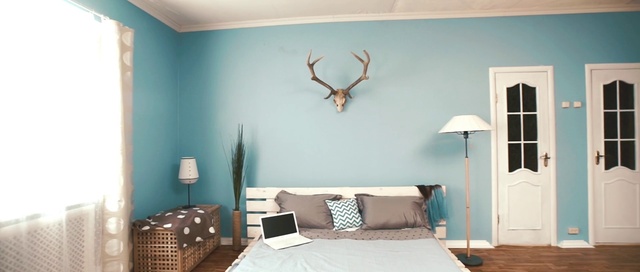 Video Reference: Property, Furniture, Blue, Green, Azure, Wood, Comfort, Interior design, Lighting, Architecture