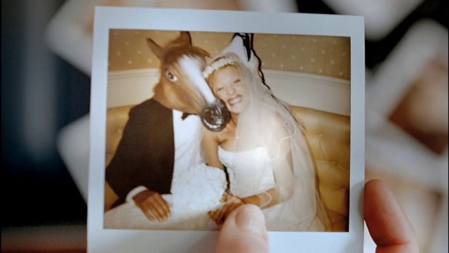 Video Reference: Horse, Gesture, Smile, Bridal clothing, Happy, Fawn, Wedding dress, Bride, Formal wear, Art