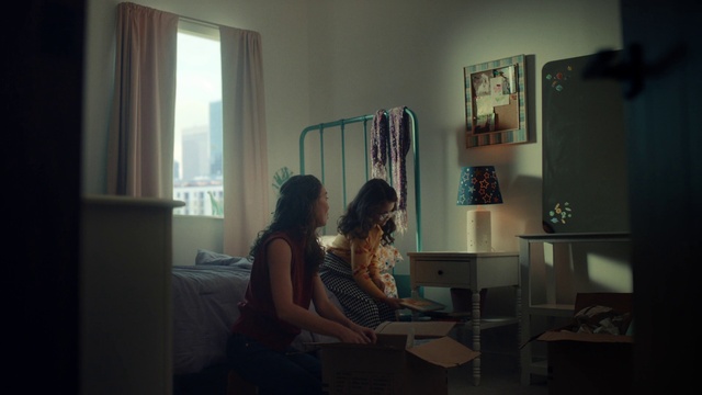 Video Reference: Window, Interior design, Picture frame, Comfort, Building, Living room, Table, Art, Bookcase, Curtain