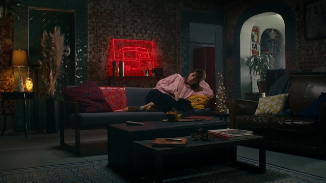 Video Reference: Couch, Purple, Building, Interior design, Living room, Plant, Comfort, studio couch, Table, House