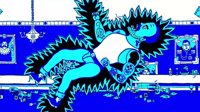 Video Reference: Vertebrate, Organism, Art, Font, Horse, Electric blue, Illustration, Sleeve, Fictional character, Graphics