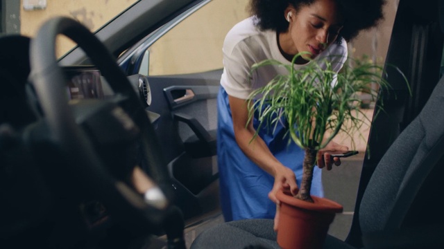 Video Reference: Plant, Flowerpot, Vehicle, Motor vehicle, Car, Houseplant, Automotive design, Vehicle door, Automotive exterior, Personal luxury car