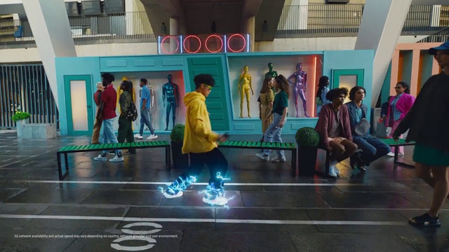 Video Reference: Art, Public space, Entertainment, Leisure, Fun, Flooring, Performing arts, Event, Electric blue, Visual arts