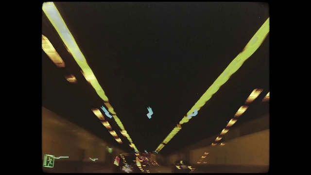 Video Reference: Rectangle, Sky, Electricity, Font, Tints and shades, Neon, Symmetry, Electric blue, Ceiling, Road