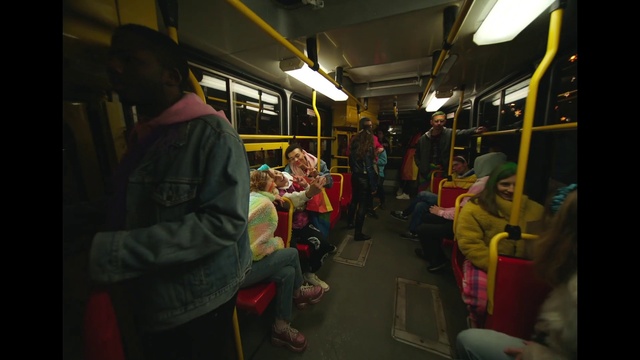 Video Reference: Train, Vehicle, Chair, Public transport, Passenger, Event, Travel, Fun, Hat, Sitting