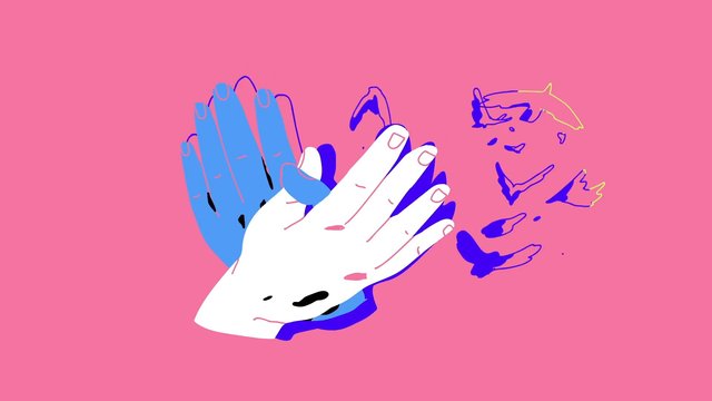 Video Reference: abstract, hands, illustration, pink background, minimal, graphic design, digital art, stylized, overlapping, colorful, flat design, modern, artwork, vector style
