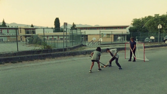 Video Reference: Sky, Plant, Sports equipment, Building, Tree, Grass, Ball, Field hockey, Shorts, Asphalt