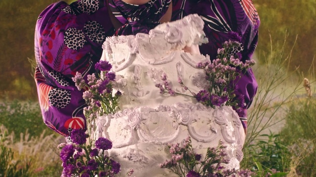 Video Reference: Plant, Food, Purple, Flower, Petal, Textile, Sleeve, Dress, Cake, Cake decorating