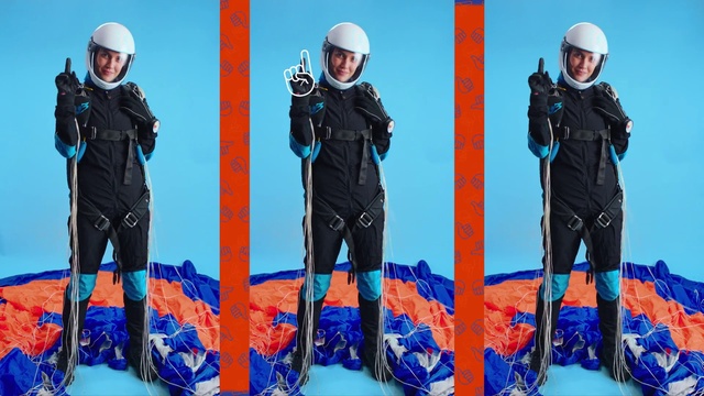 Video Reference: Outerwear, Helmet, White, Blue, Sky, Sleeve, Glove, Outdoor recreation, Jacket, Headgear