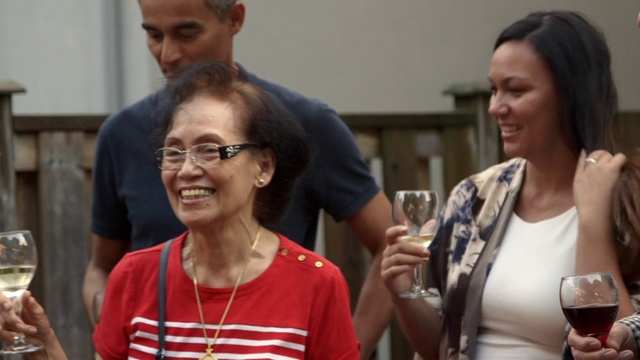 Video Reference: Face, Head, Smile, Tableware, Stemware, Drinkware, Vision care, Wine glass, Wine, Eyewear