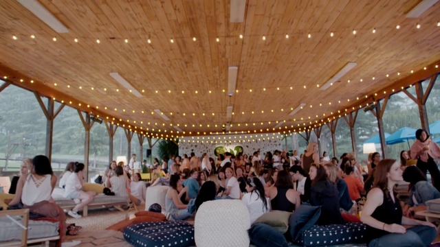 Video Reference: Furniture, Property, Decoration, Chair, Lighting, Interior design, Leisure, Fun, Crowd, Function hall