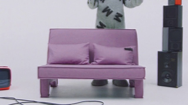 Video Reference: Furniture, Purple, Product, Rectangle, Comfort, Violet, Material property, Font, Magenta, Wood