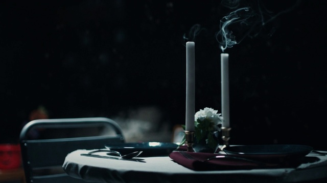 Video Reference: Lighting, Flash photography, Candle holder, Candle, Table, Chair, Darkness, Event, Glass, Building